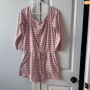 Pink Lily Blush and White Striped Top